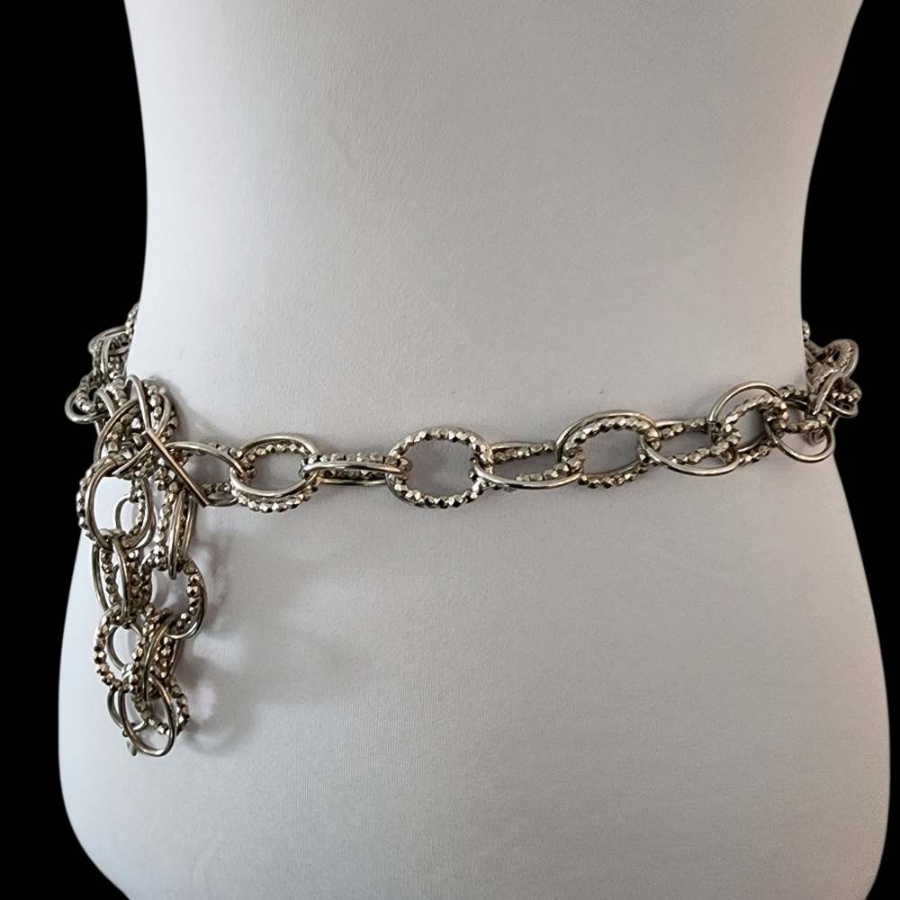 Y2K chain belt adjustable length silver vintage belt retro